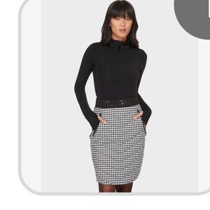 rudsak | nwt sz large | Black / White Houndstooth pencil Skirt, quilted puffy